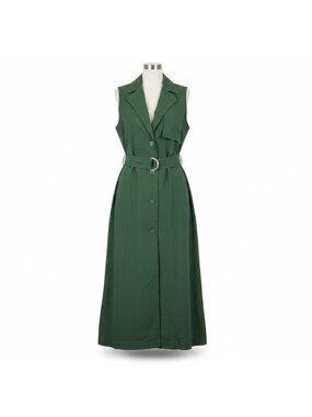 Jw Anderson Women’s Green Cotton Sleeveless Belted Maxi Trench Dress XXS